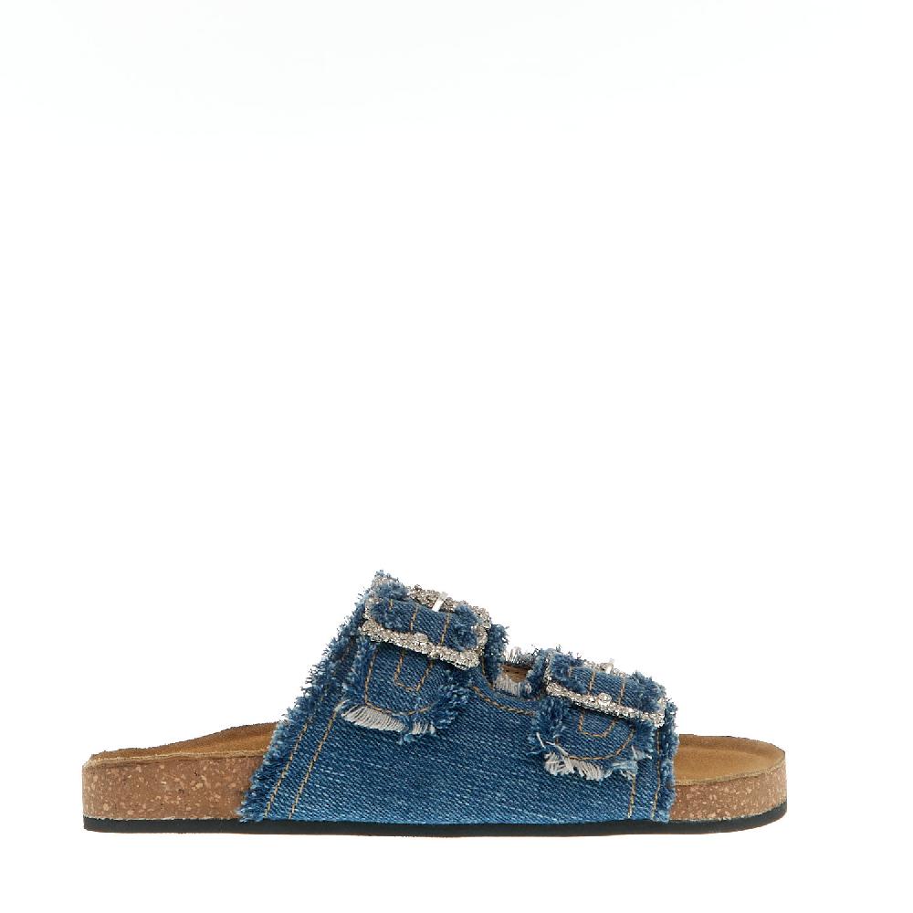 Sorelle Perego ciabatta jeans fibbia strass In Vendita
