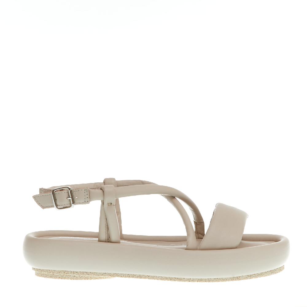 Sorelle Perego sandalo zeppa bassa pelle beige Offerte