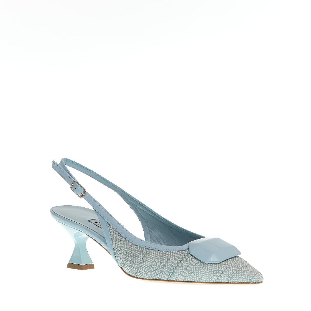 Sorelle Perego slingback tessuto azzurro tacco 55 mm Negozio