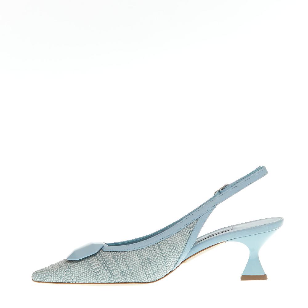 Sorelle Perego slingback tessuto azzurro tacco 55 mm Negozio