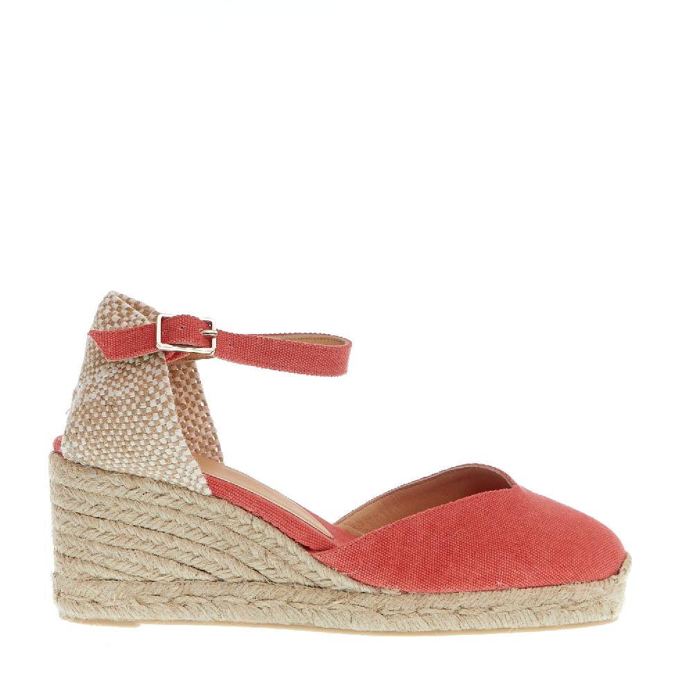 Sorelle Perego Espadrillas zeppa 70 mm tessuto fragola 2025