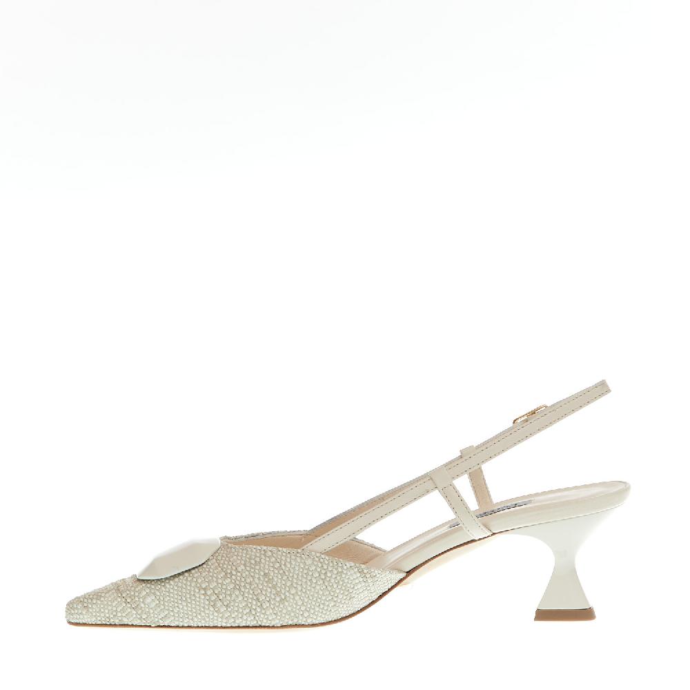 Sorelle Perego slingback tessuto beige tacco 55 mm Negozio online di fabbrica