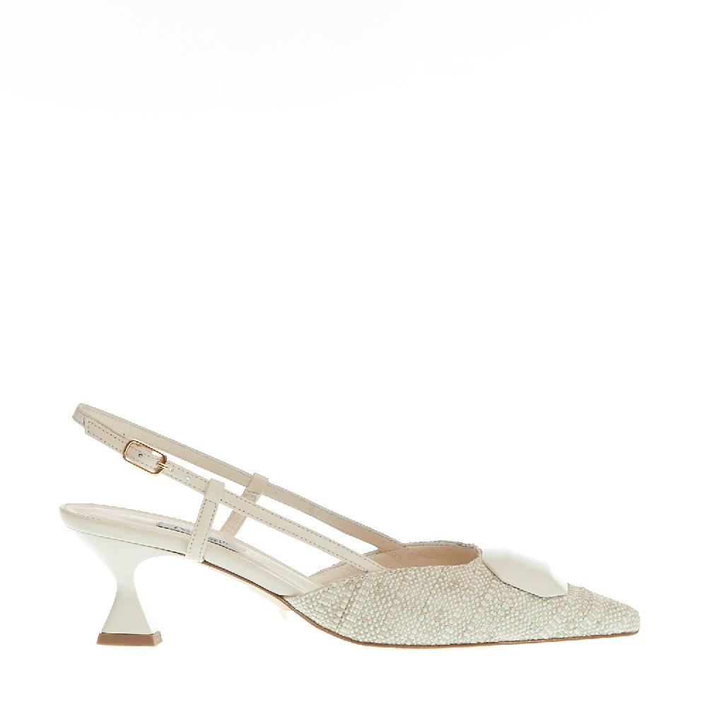 Sorelle Perego slingback tessuto beige tacco 55 mm Negozio online di fabbrica