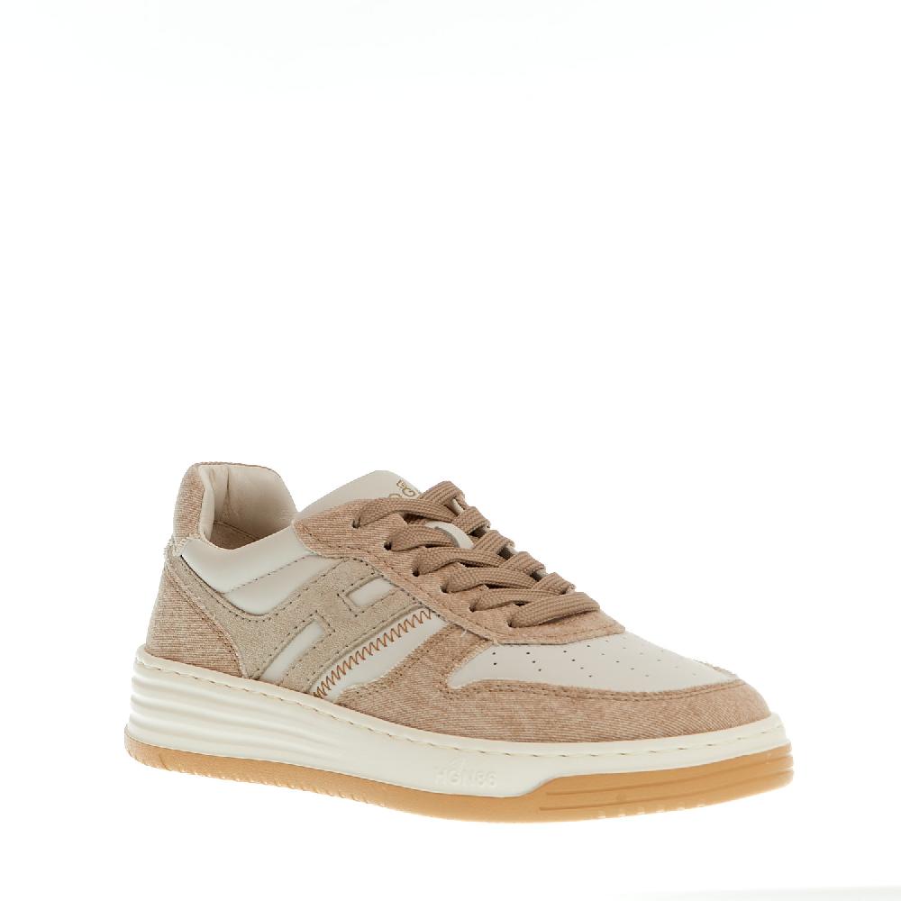 Sorelle Perego basket in pelle bianca e tessuto beige Spedizione Gratuita