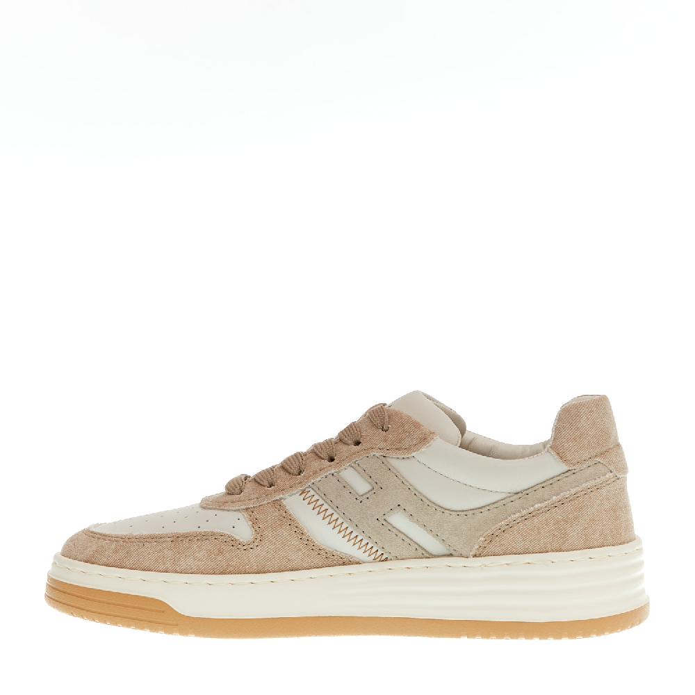 Sorelle Perego basket in pelle bianca e tessuto beige Spedizione Gratuita