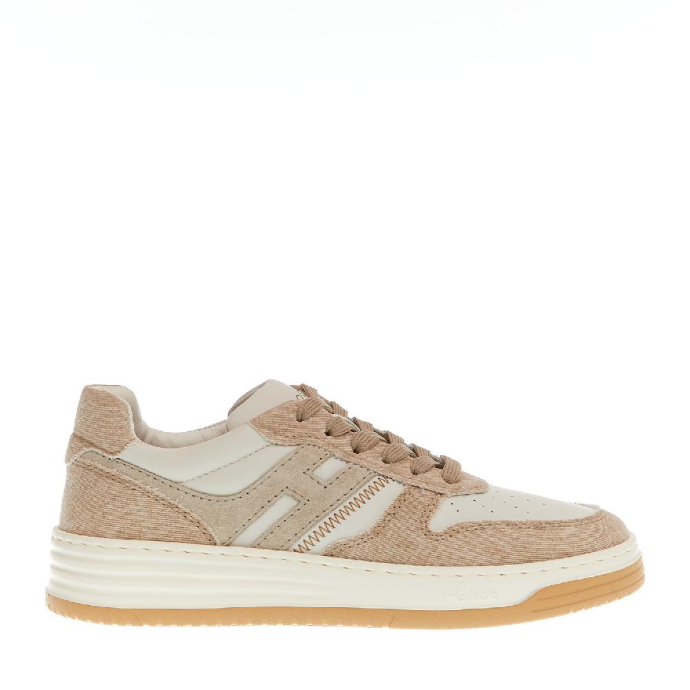 Sorelle Perego basket in pelle bianca e tessuto beige Spedizione Gratuita