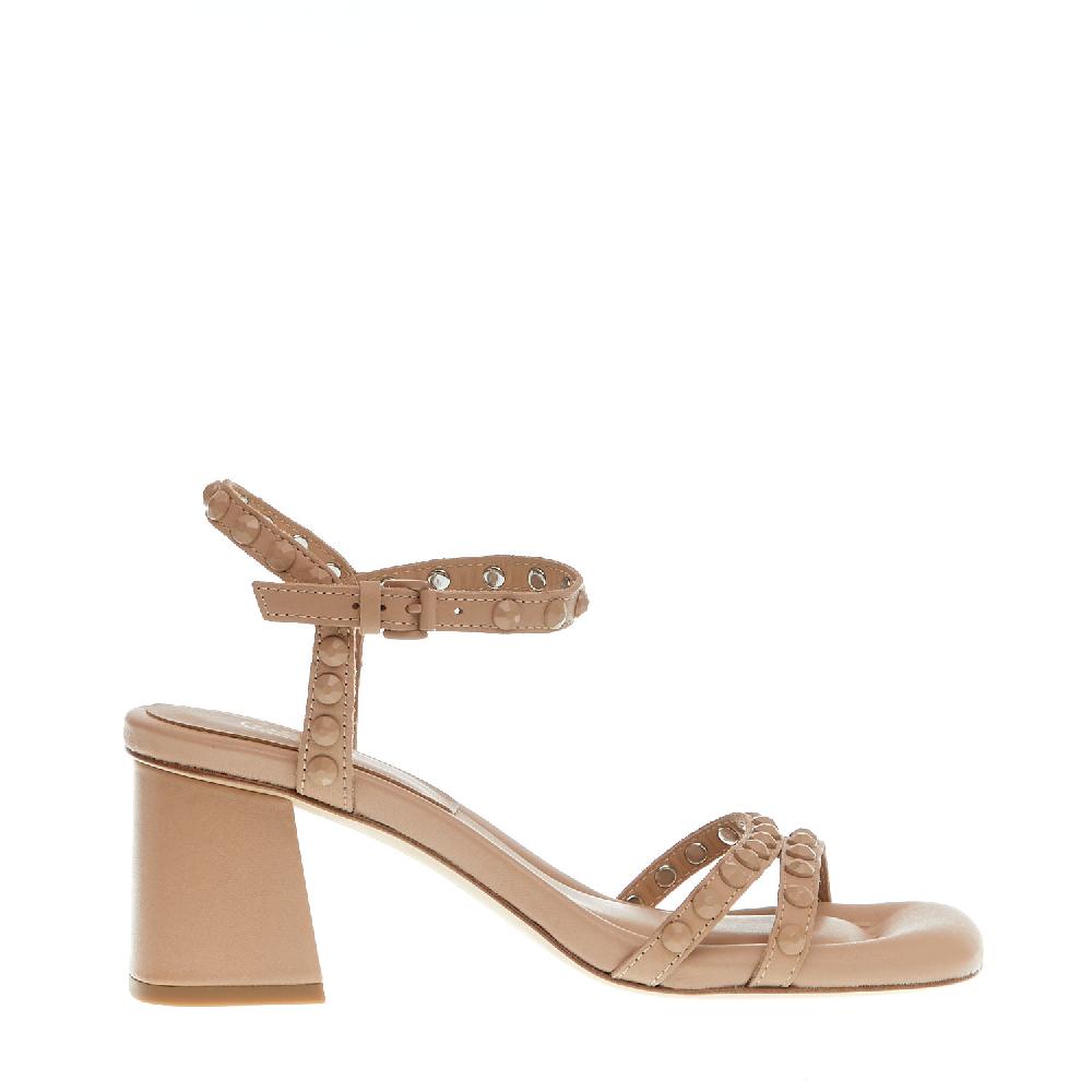 Sorelle Perego sandalo tacco 60 mm borchie nude Sottocosto