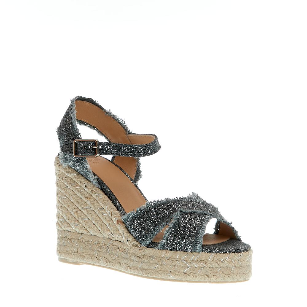 Sorelle Perego Espadrillas zeppa 110 mm incrocio tessuto grigio Economico