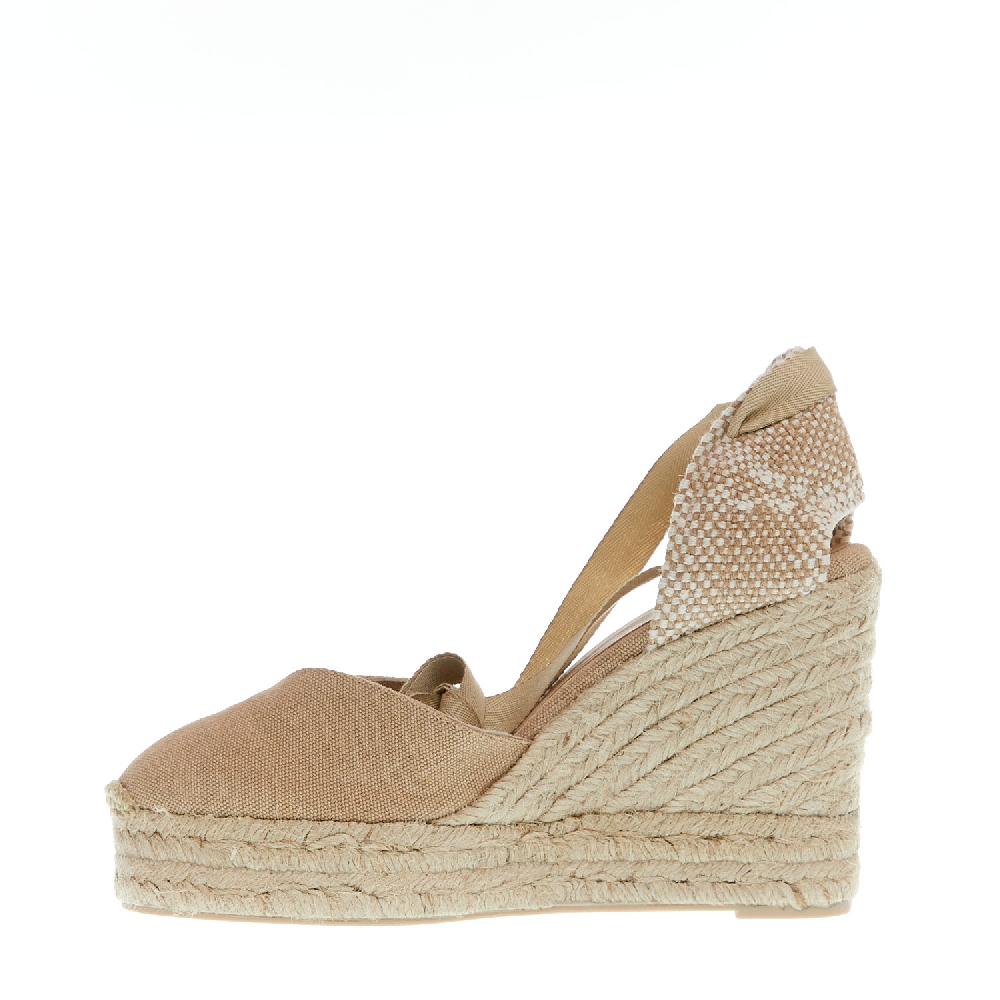 Sorelle Perego Espadrilla zeppa 110 mm tessuto beige Online
