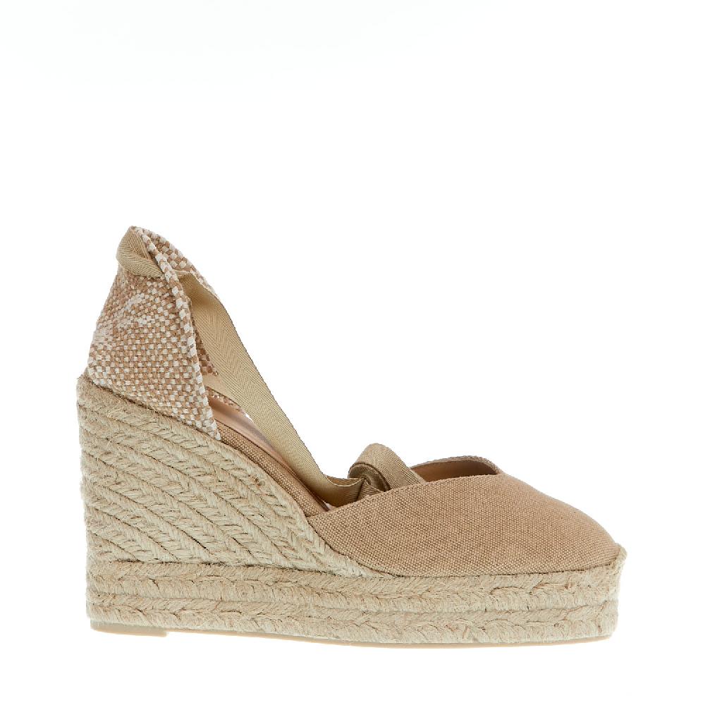 Sorelle Perego Espadrilla zeppa 110 mm tessuto beige Online