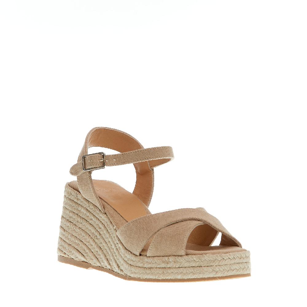 Sorelle Perego Espadrilla zeppa 80 mm incrocio tessuto beige Saldi