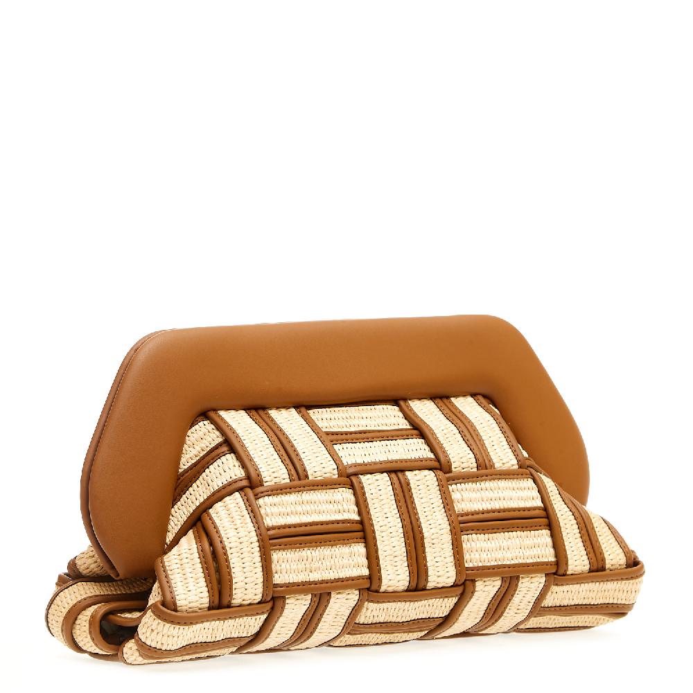 Sorelle Perego Clutch grande rafia cuoio e caramello Moda