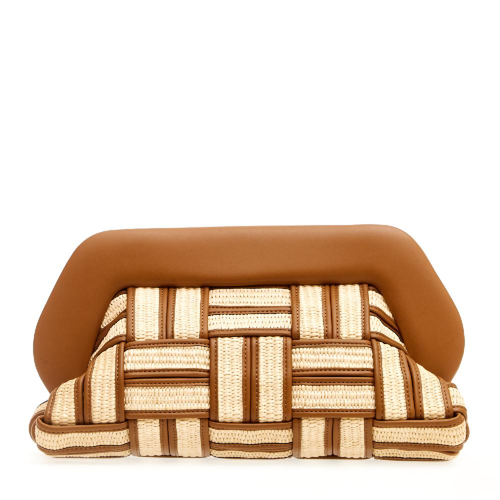Sorelle Perego Clutch grande rafia cuoio e caramello Moda