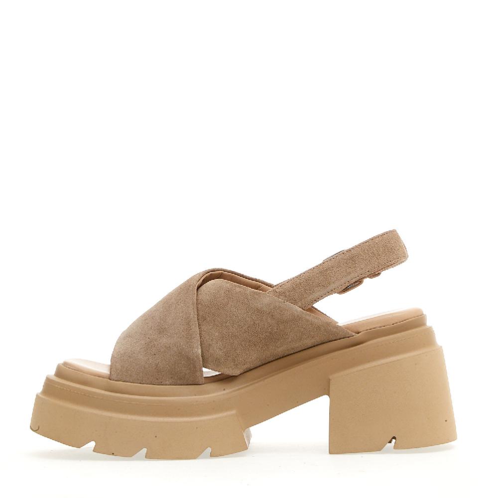 Sorelle Perego sandalo fondo gomma camoscio beige In vendita