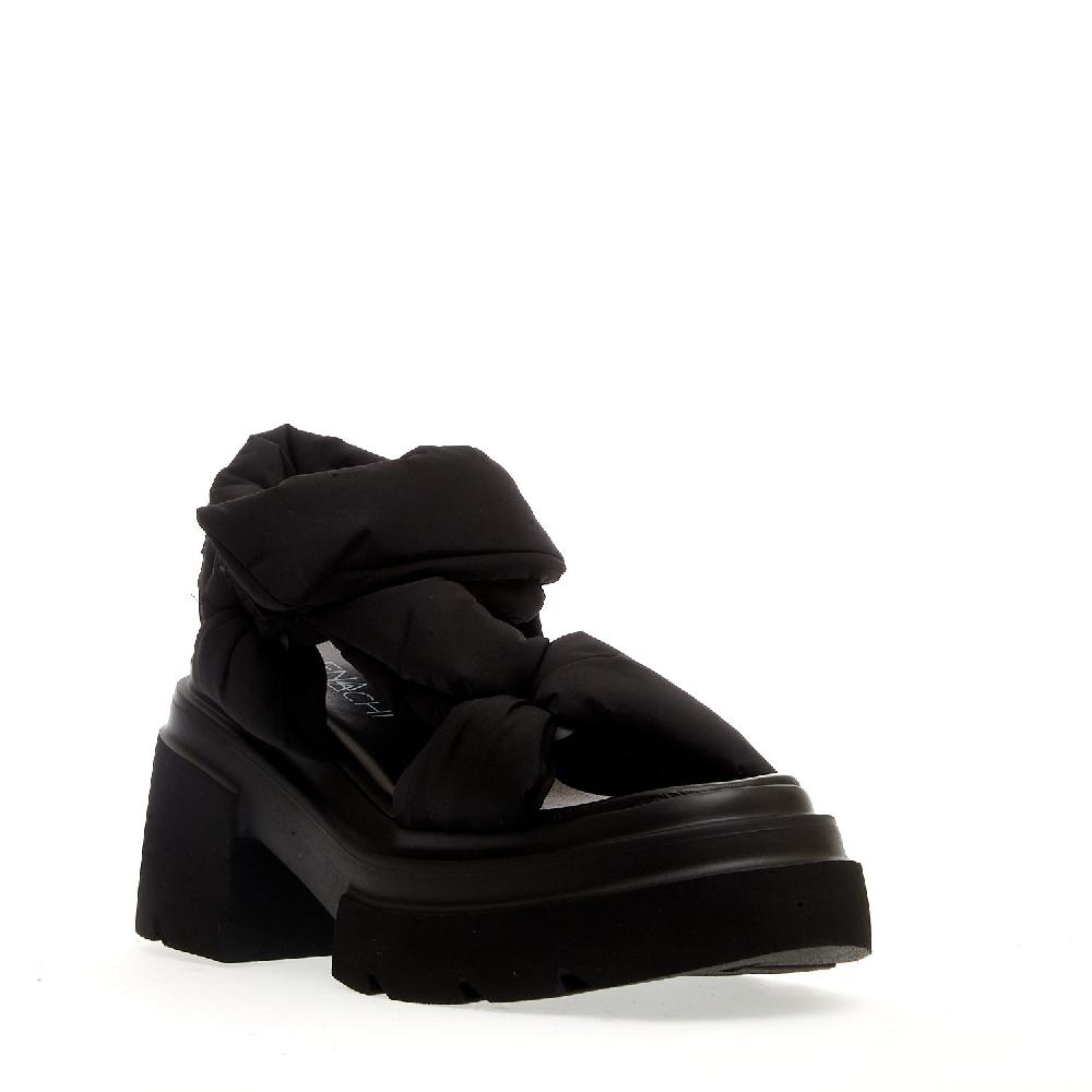 Sorelle Perego sandalo fondo gomma in tessuto nero Duty-free