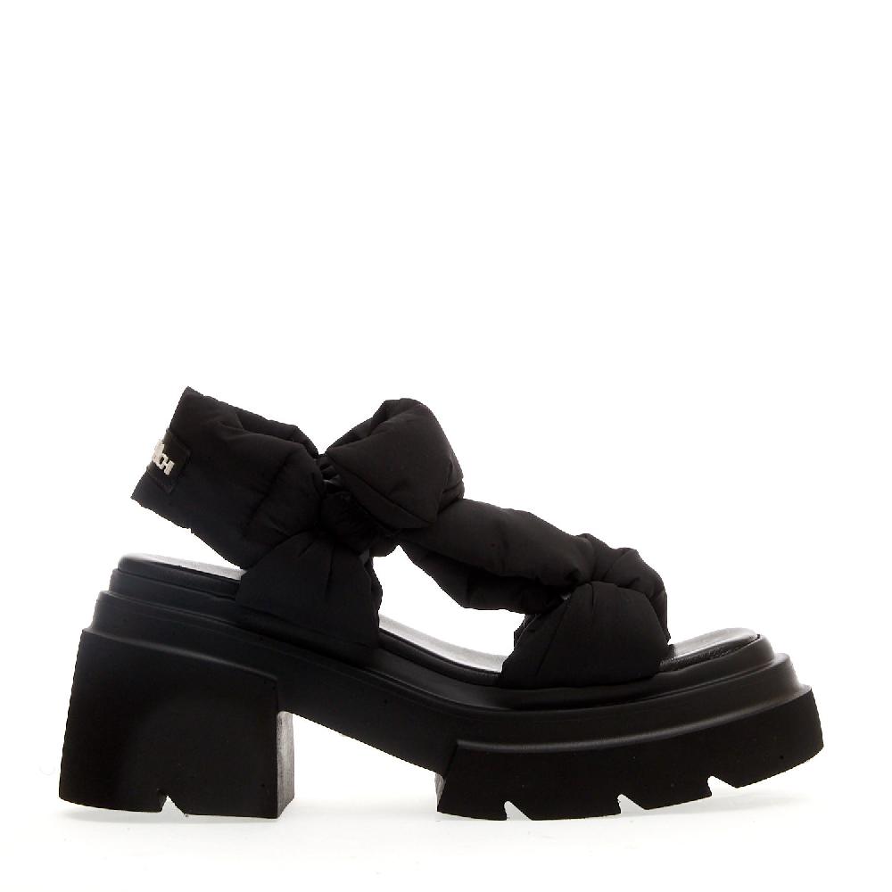 Sorelle Perego sandalo fondo gomma in tessuto nero Duty-free