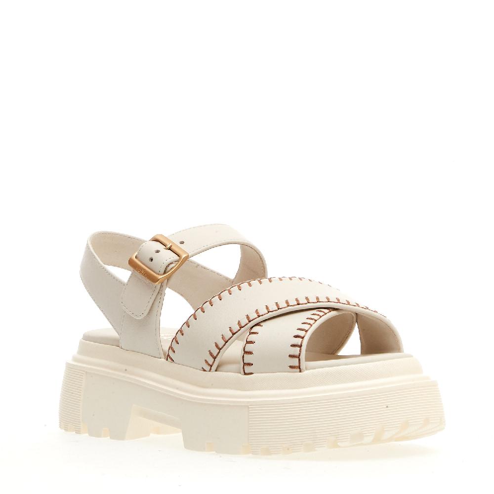 Sorelle Perego sandalo h644 carroarmato in pelle bianco impunturato 50% di sconto per tempo limitato