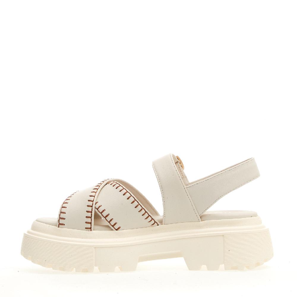 Sorelle Perego sandalo h644 carroarmato in pelle bianco impunturato 50% di sconto per tempo limitato