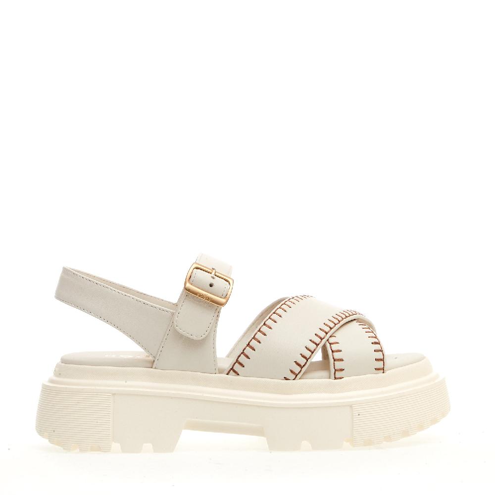 Sorelle Perego sandalo h644 carroarmato in pelle bianco impunturato 50% di sconto per tempo limitato