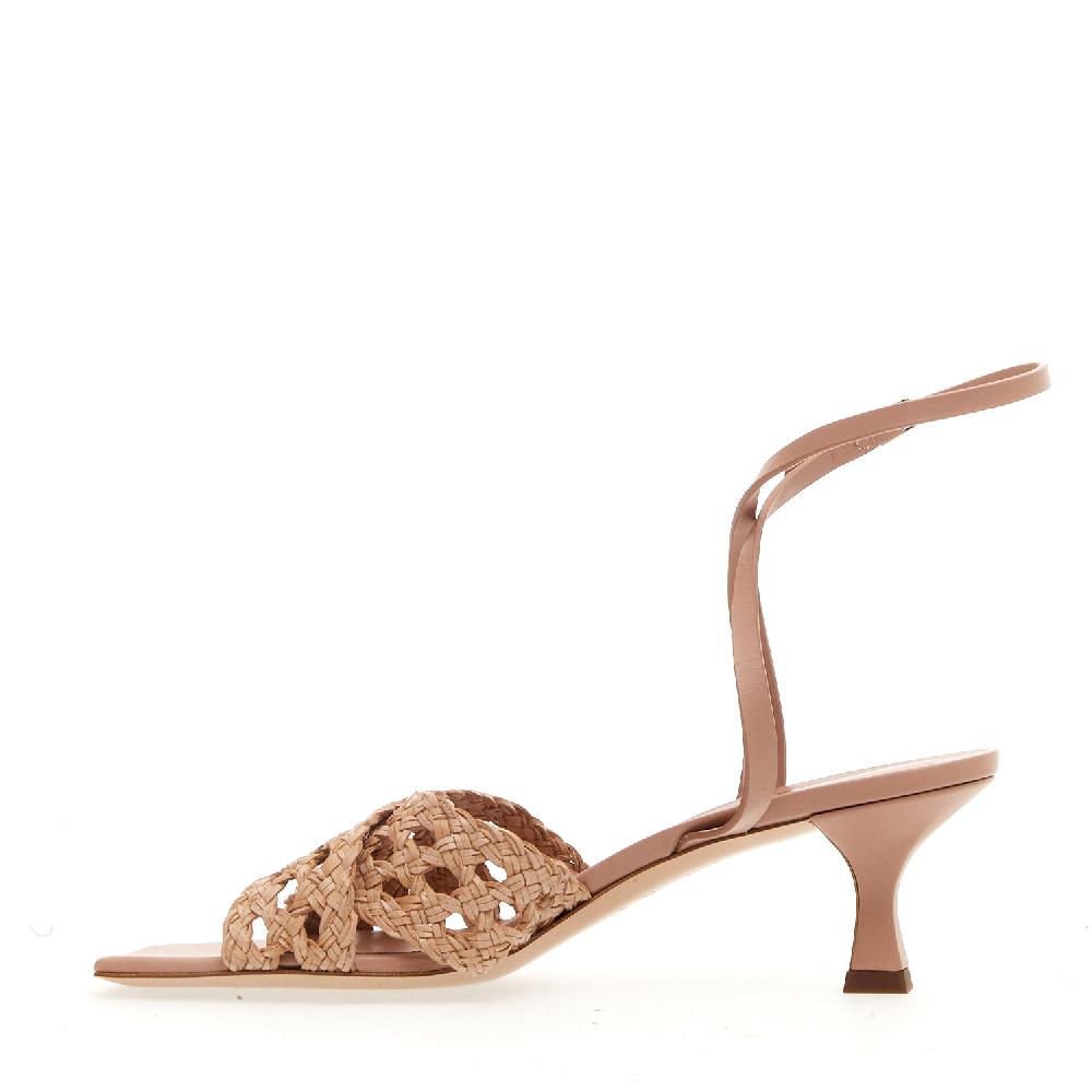 Sorelle Perego sandalo pelle intrecciata nude tacco 50 mm Italia