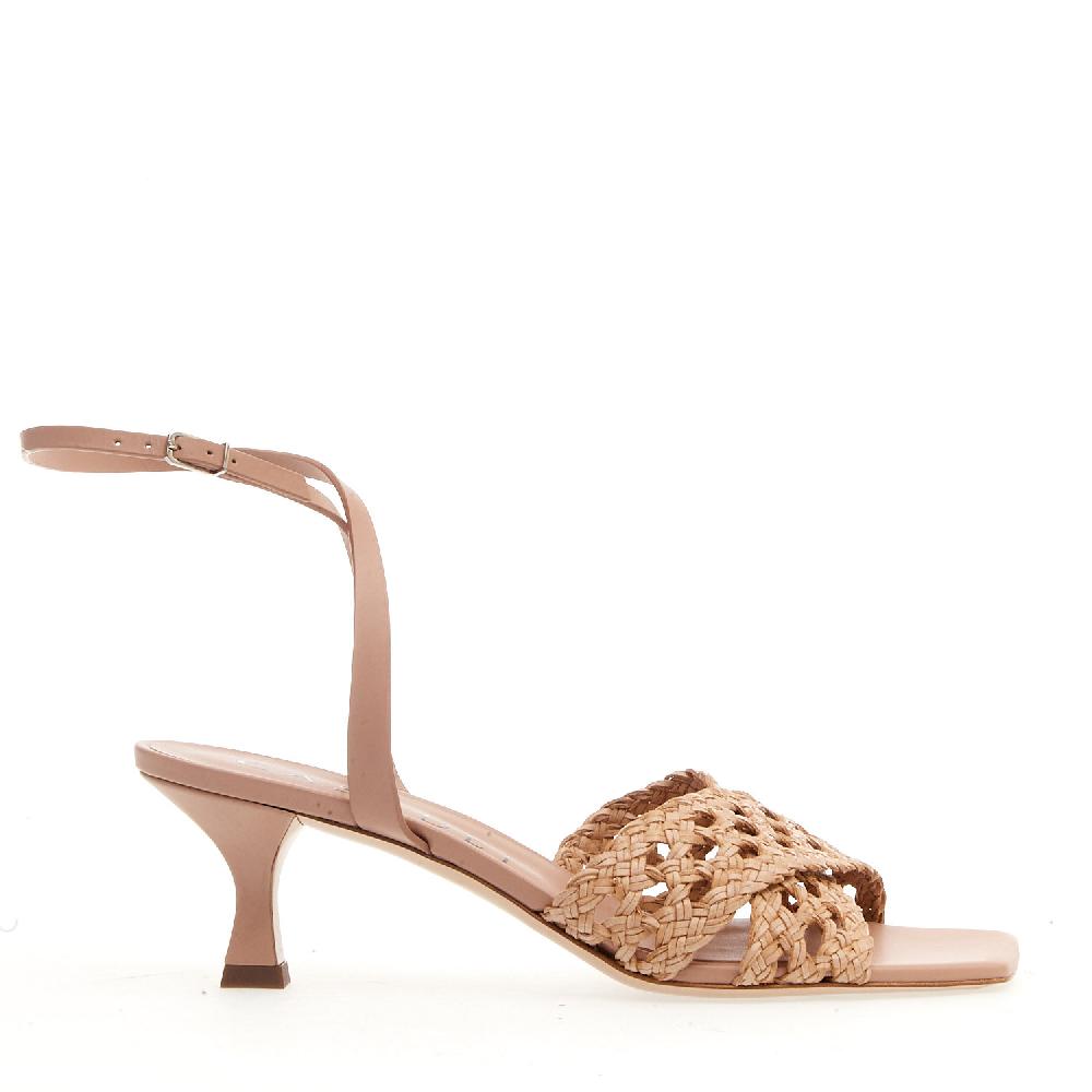 Sorelle Perego sandalo pelle intrecciata nude tacco 50 mm Italia
