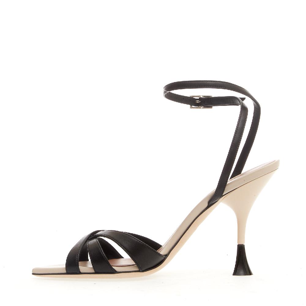 Sorelle Perego sandalo tacco 100 mm biege e nero Promozione