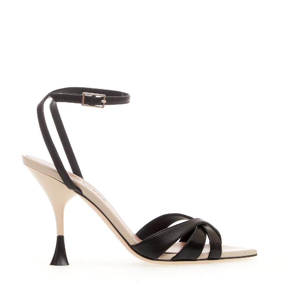 Sorelle Perego sandalo tacco 100 mm biege e nero Promozione