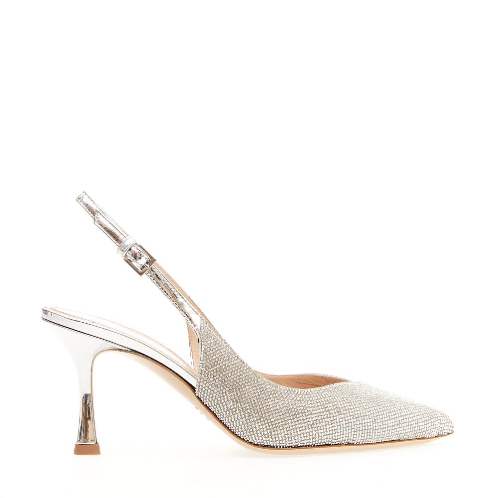Sorelle Perego slingback argento e strass tacco 75 mm Acquista Ora