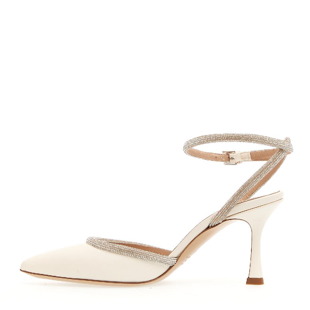 Sorelle Perego slingback pelle avorio strass 75 mm Affare Del Giorno
