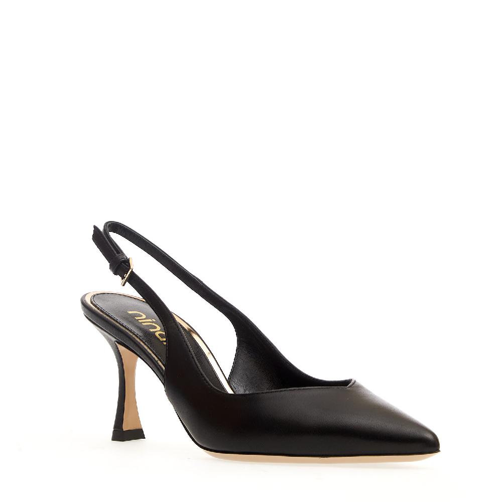 Sorelle Perego slingback pelle nera tacco 75 mm Sottocosto