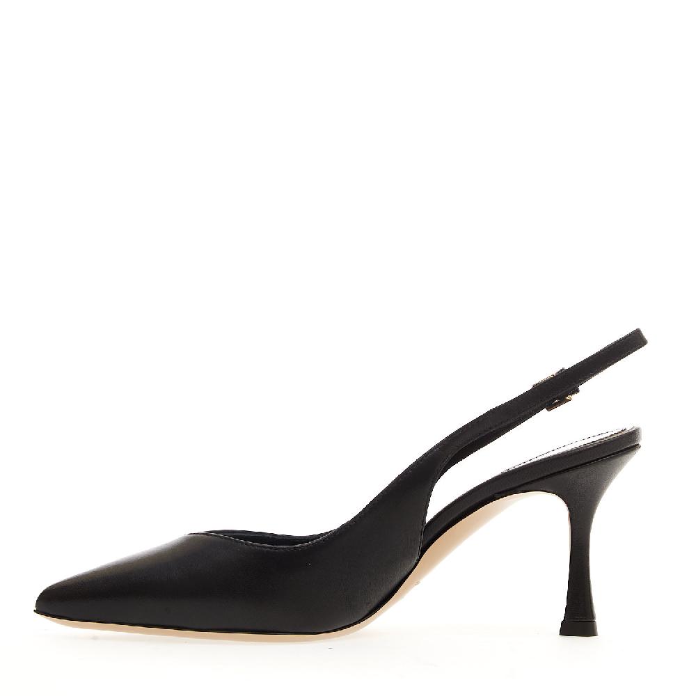 Sorelle Perego slingback pelle nera tacco 75 mm Sottocosto