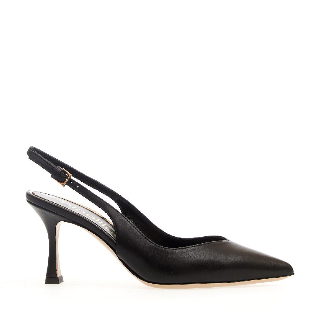 Sorelle Perego slingback pelle nera tacco 75 mm Sottocosto