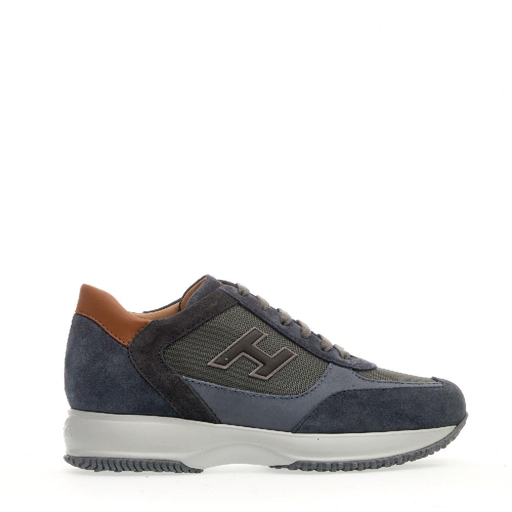 Sorelle Perego sneakers interactive camoscio e tessuto blu spoiler cuoio