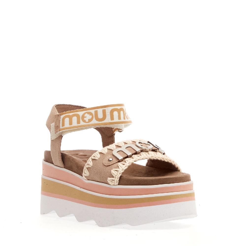 Sorelle Perego zeppa camoscio beige rosa cinturino Negozio