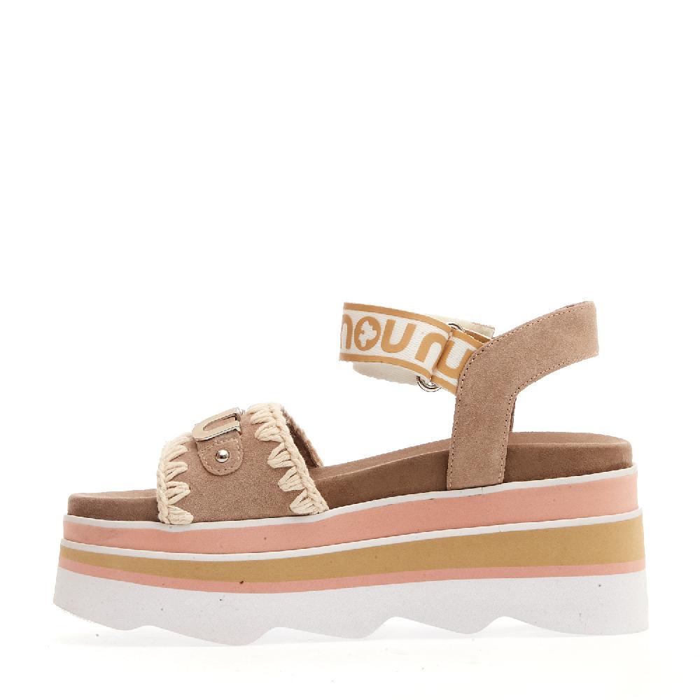 Sorelle Perego zeppa camoscio beige rosa cinturino Negozio