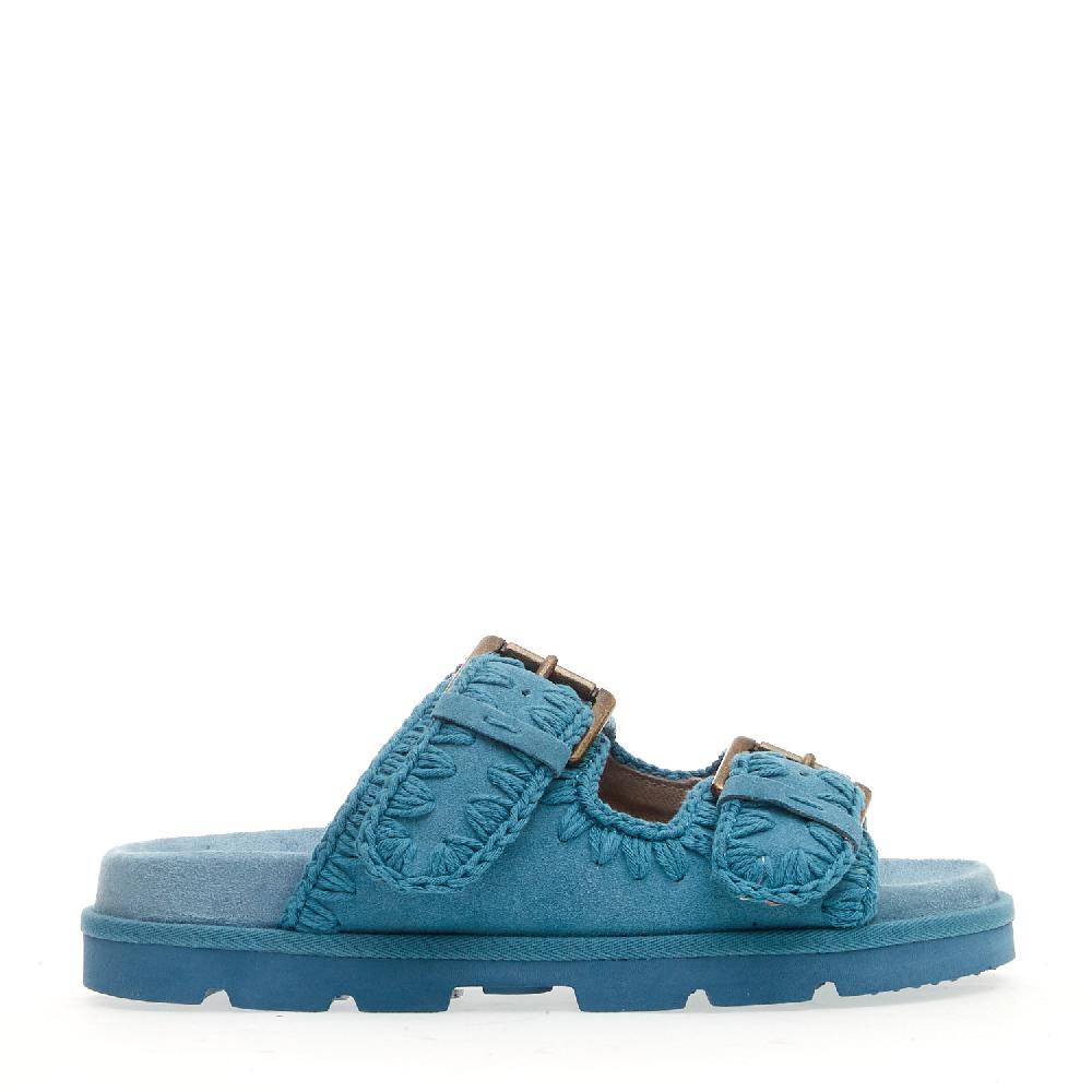 Sorelle Perego zeppa due fasce camoscio jeans