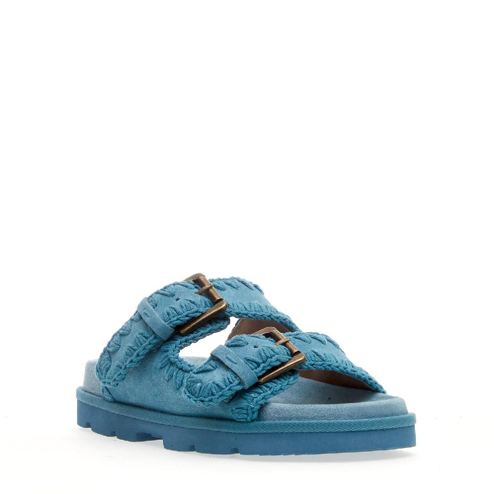 Sorelle Perego zeppa due fasce camoscio jeans Nuova