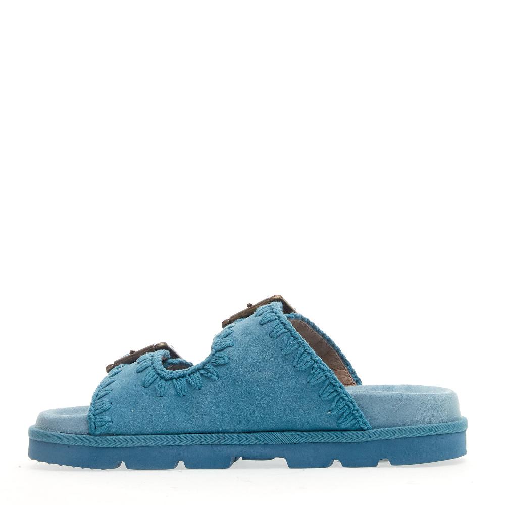 Sorelle Perego zeppa due fasce camoscio jeans Nuova