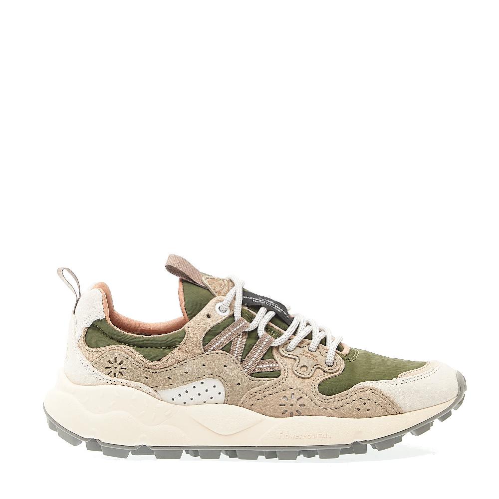 Sorelle Perego sneakers tessuto verdone camoscio tortora Comprare a buon mercato