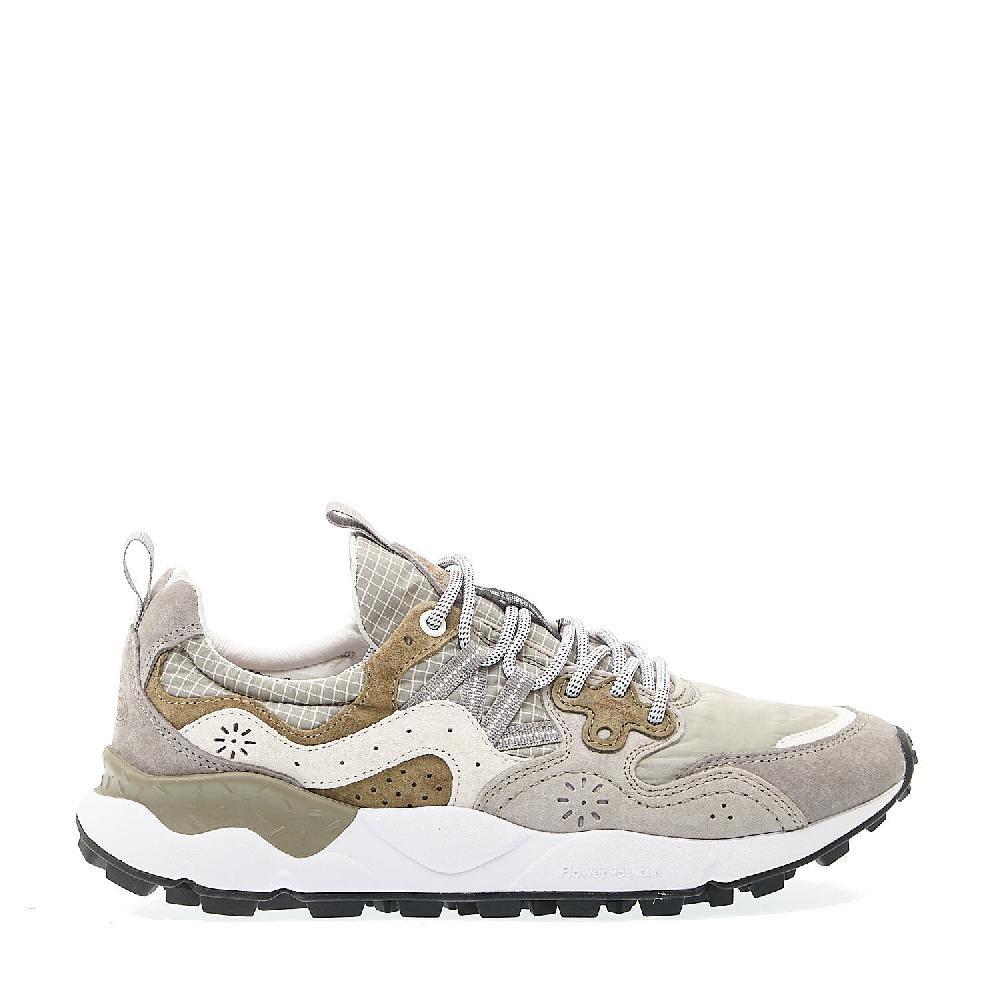 Sorelle Perego sneakers tessuto grigio camoscio grigio e verde