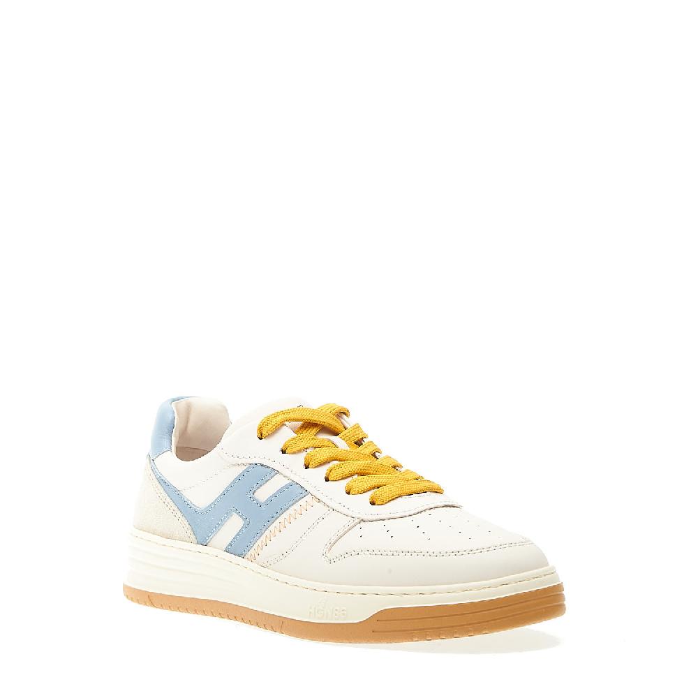 Sorelle Perego sneakers basket pelle bianca azzurro Offerta San Valentino