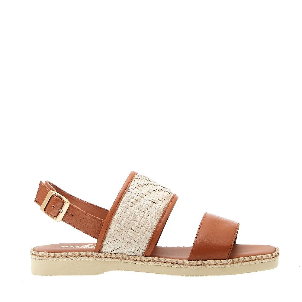 Sorelle Perego sandalo piatto extralight in pelle cuoio rafia
