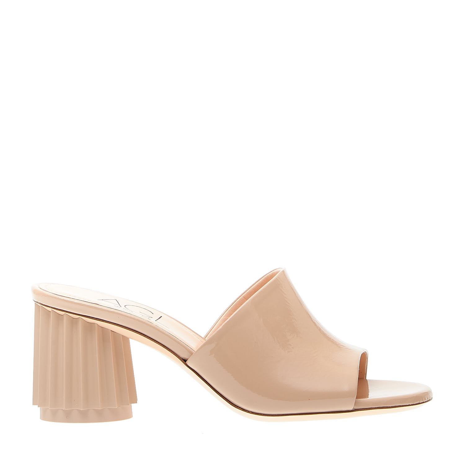 Sorelle Perego ciabatta vernice beige tacco 70mm rigato