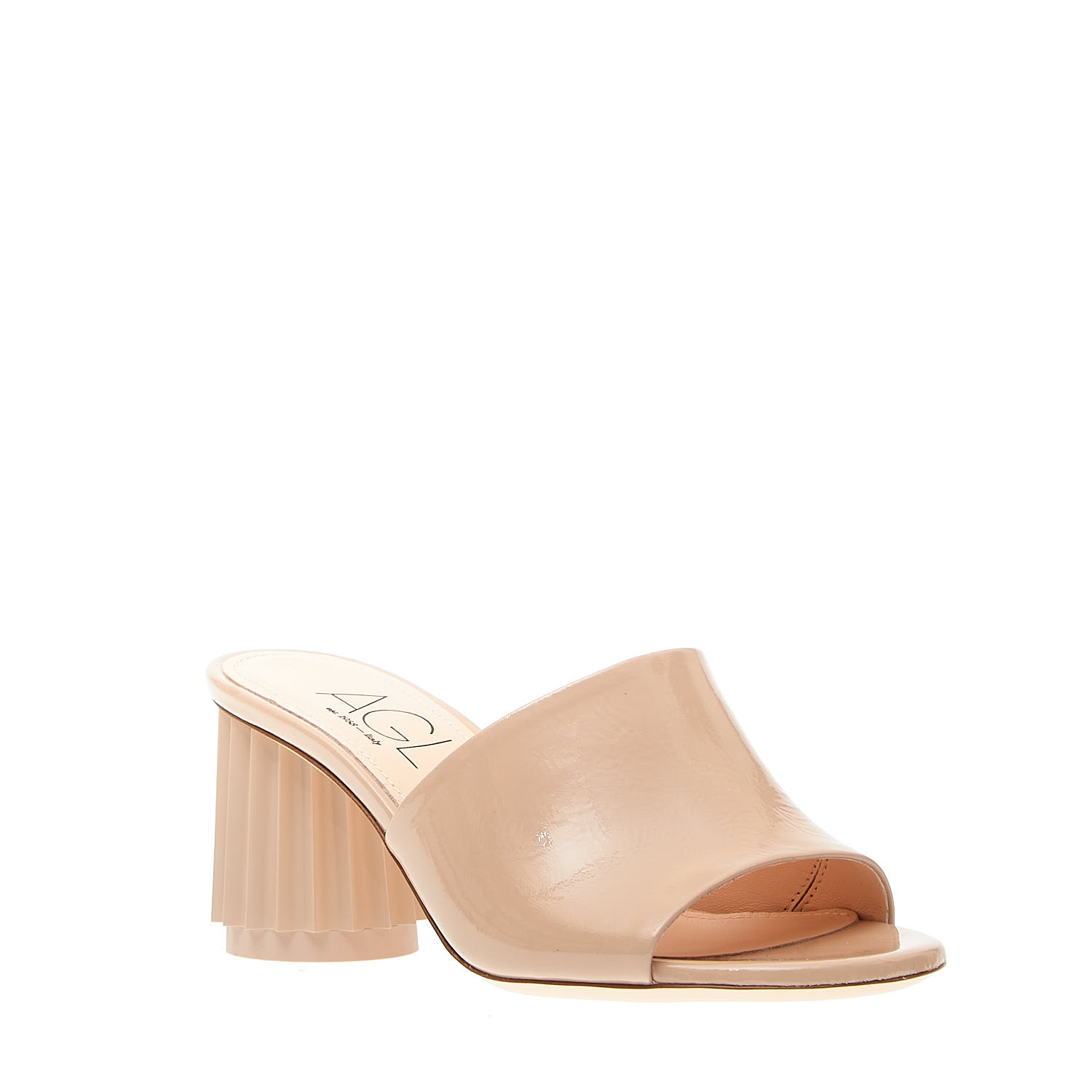Sorelle Perego ciabatta vernice beige tacco 70mm rigato Offerta speciale della fabbrica