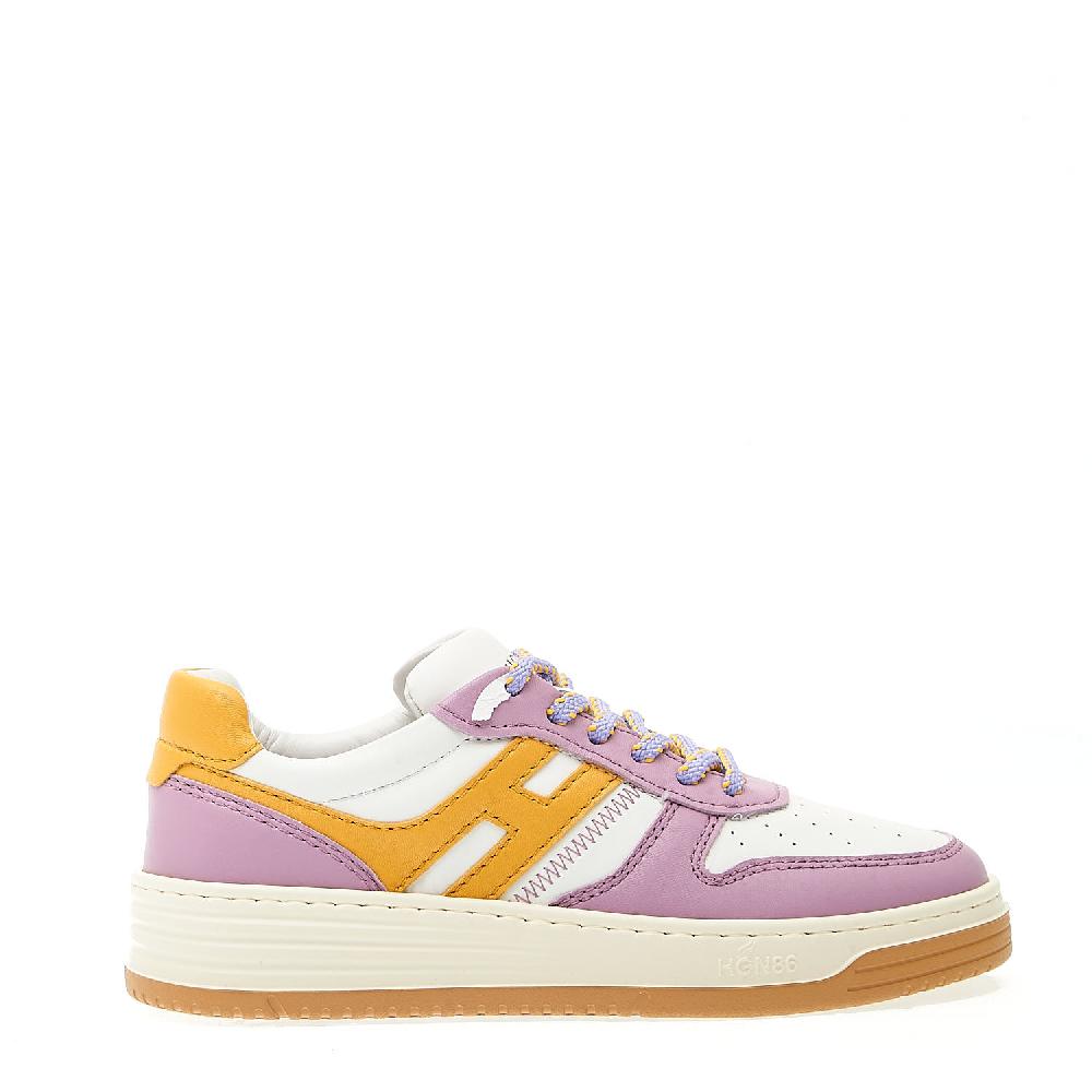 Sorelle Perego basket in pelle lilla H giallo