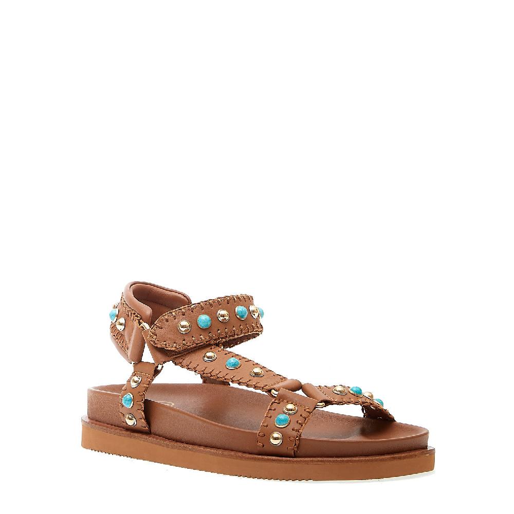 Sorelle Perego sandalo cuoio con borchie e turchese 50% di sconto con spedizione gratuita