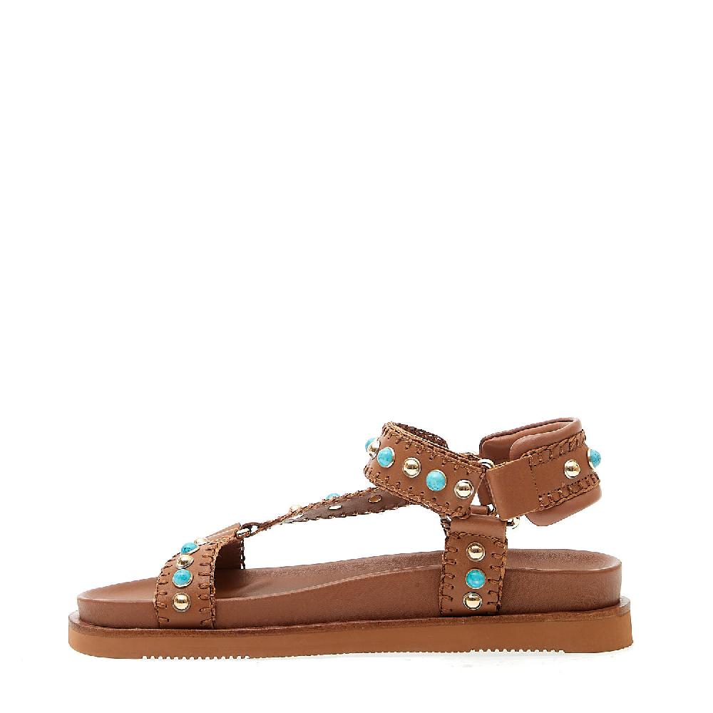 Sorelle Perego sandalo cuoio con borchie e turchese 50% di sconto con spedizione gratuita