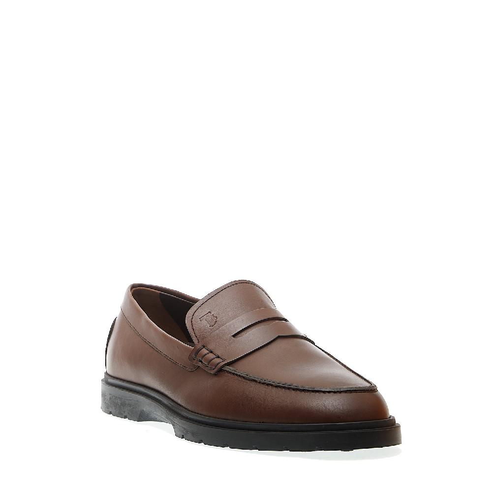 Sorelle Perego mocassino in pelle marrone fondo in gomma marrone Officina