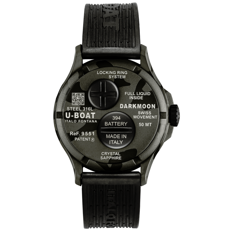 U Boat DARKMOON 40 MM BK GREY CURVED CAMOUFLAGE Spedizione Gratuita