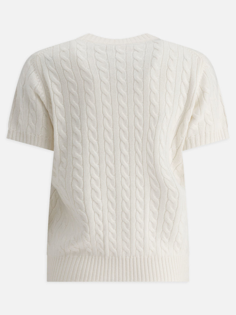 Vietti Brunello Cucinelli Maglione a maniche corte in cashmere a treccia Moda